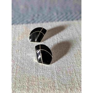 80s Vintage Black Enamel Earrings